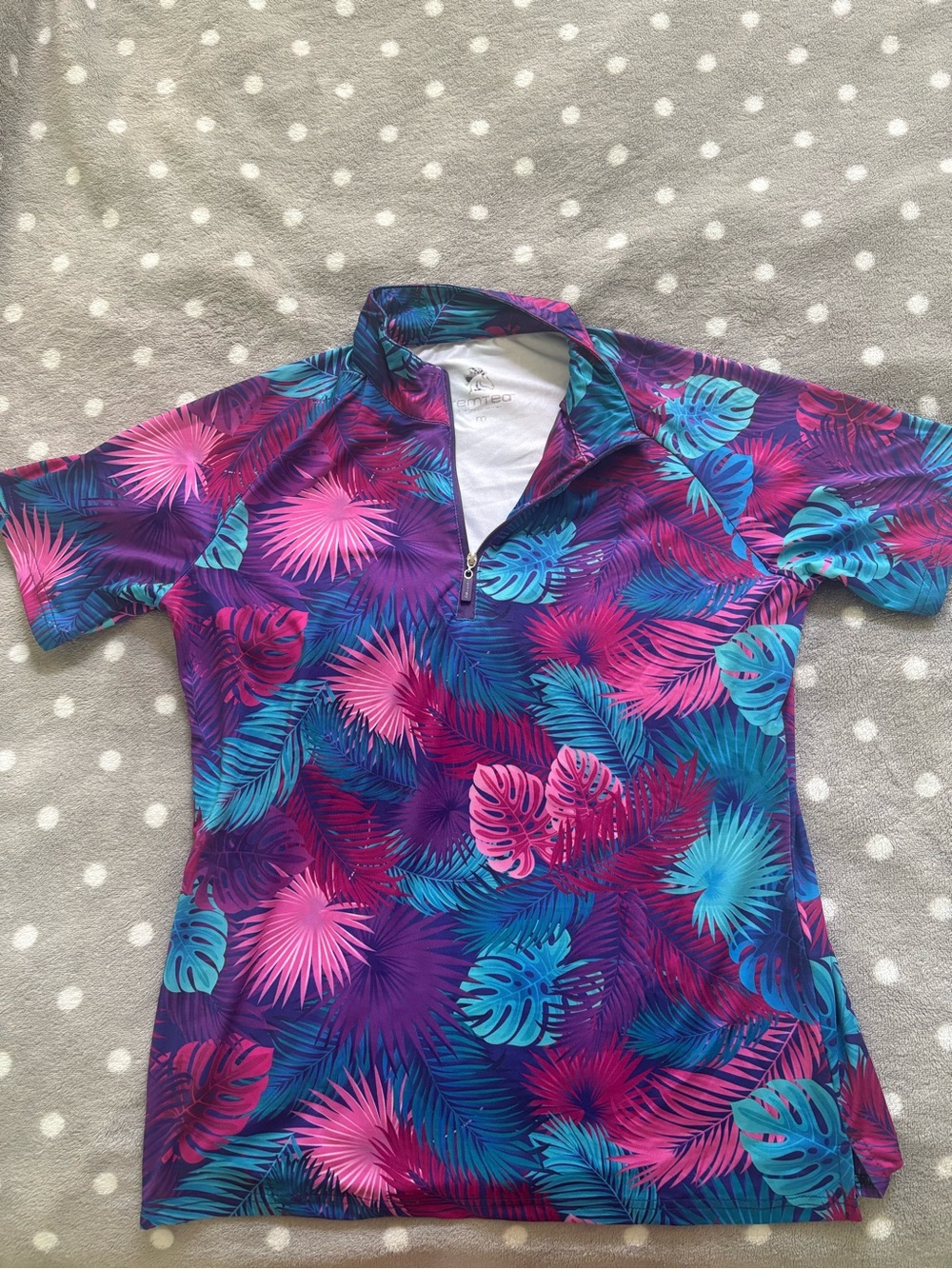 Tropical Quarter-Zip Short Sleeve Polo - Purple Multi